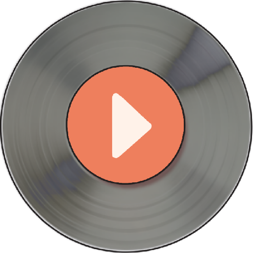 Eine Schallplatte mit einem Play-Button in der Mitte.